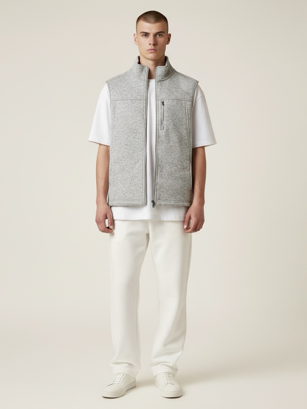 George Light Gray Fleece Zip Vest
